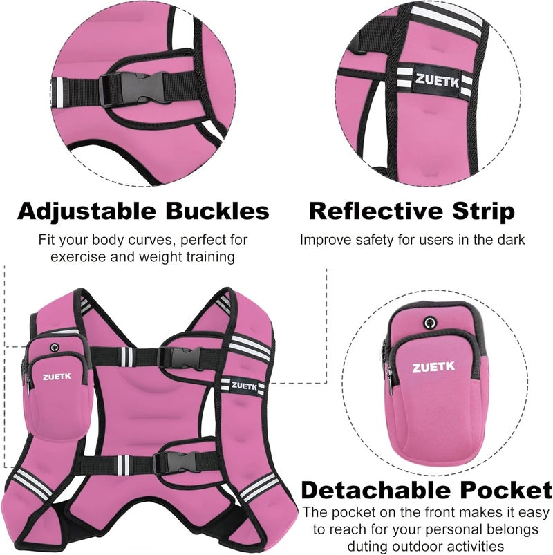 ZUETK Weighted Vest, 6lb/8lb/12lb/16lb/20lb/25lb/30lb Weight Vest with Reflective Stripe, Weighted Vest for Men Women Workout Equipment for Strength Training, Running, Jogging, Fitness, Weight Loss - Image 2